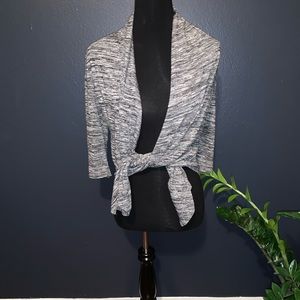 Black and Gray Wrap Sweater - S